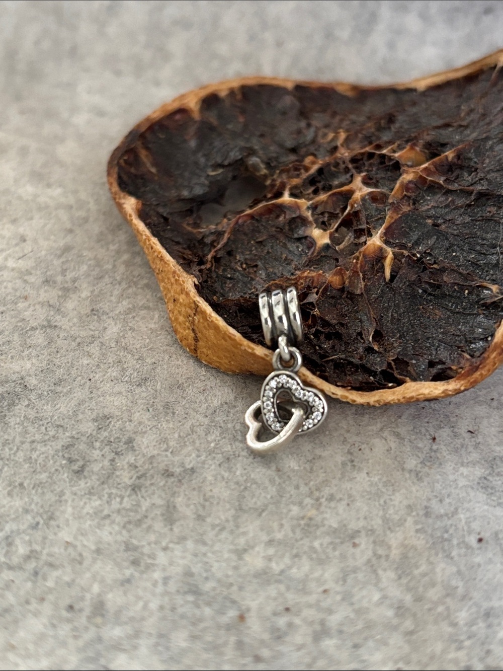 PANDORA Interlocking Hearts Dangle Charm Silver Clear CZ Love Connection Pendant - Picture 4 of 11